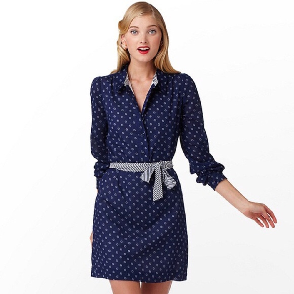 Lilly Pulitzer Davie Navy Belted Shirt Dress